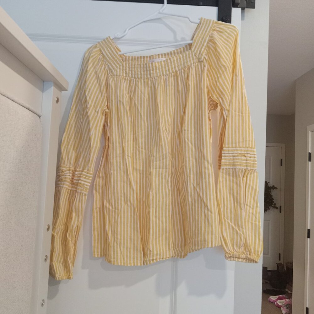 GREAT LC Lauren Conrad Yellow Striped Light Linen Top